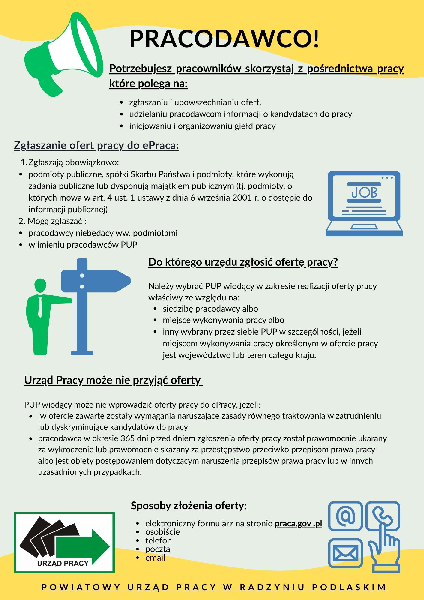 Zdjęcie artykułu Informacja dla pracodawców !